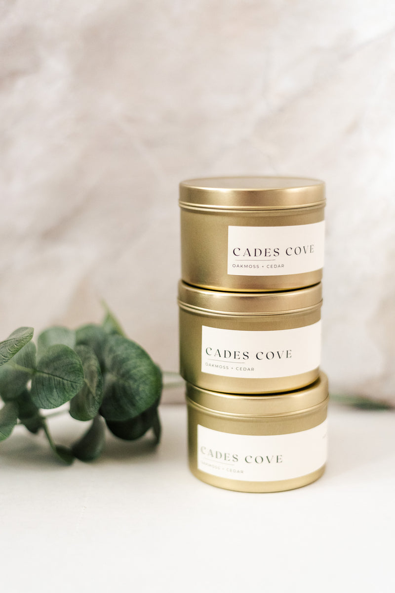 Cades Cove Candle (Gold Mini Tin)